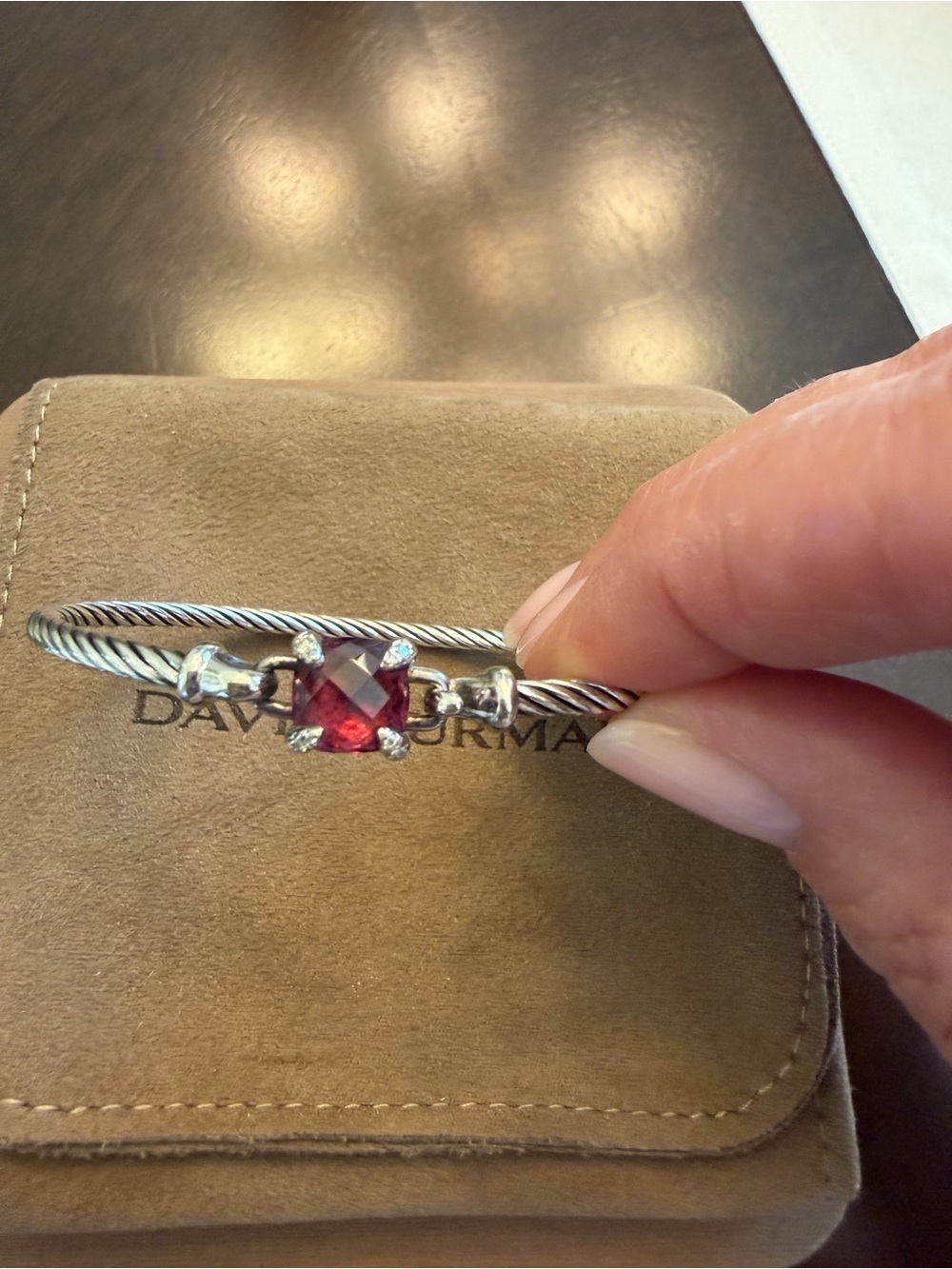 David Yurman Rhodolite Garnet Cable Bracelet in Pink and Silver - Picture 2 of 8